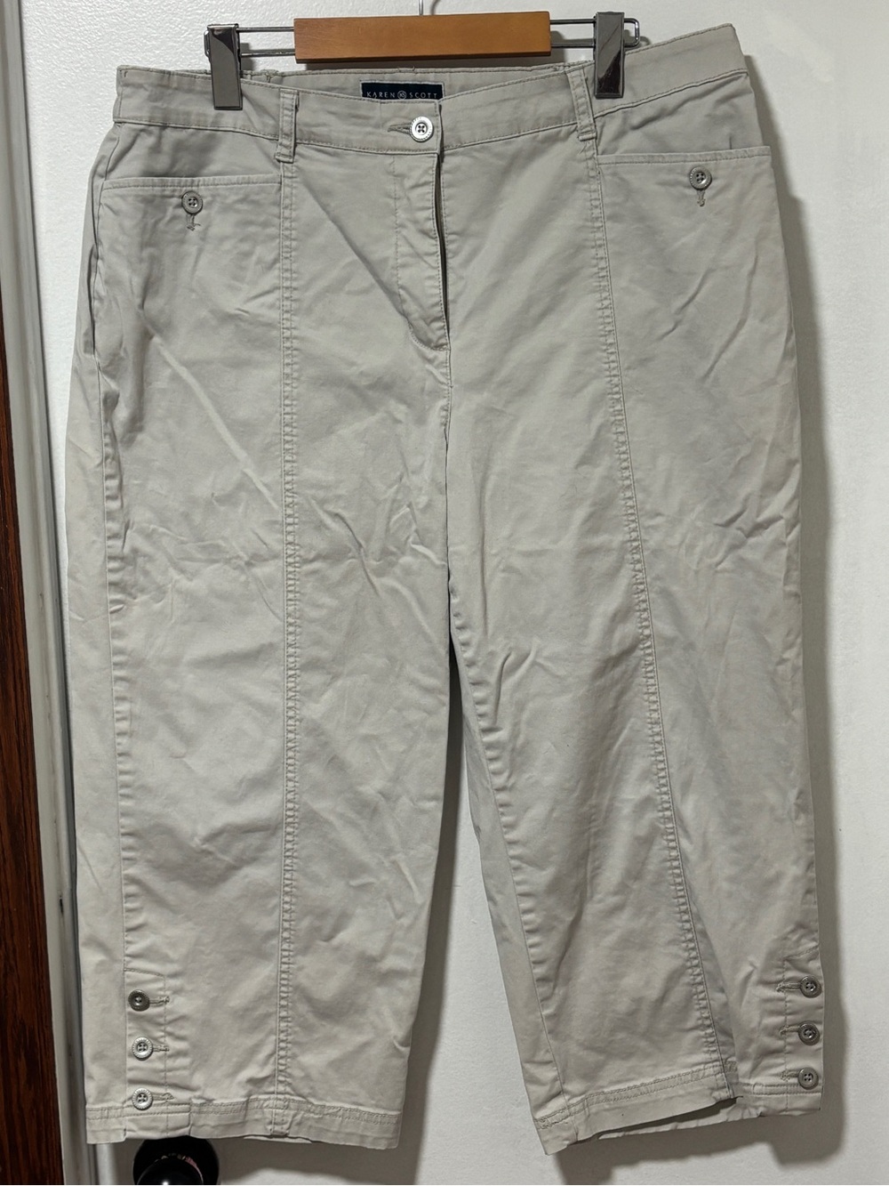 Karen Scott Capris Size 16 Beige Casual Capri Pants Comfort Waist